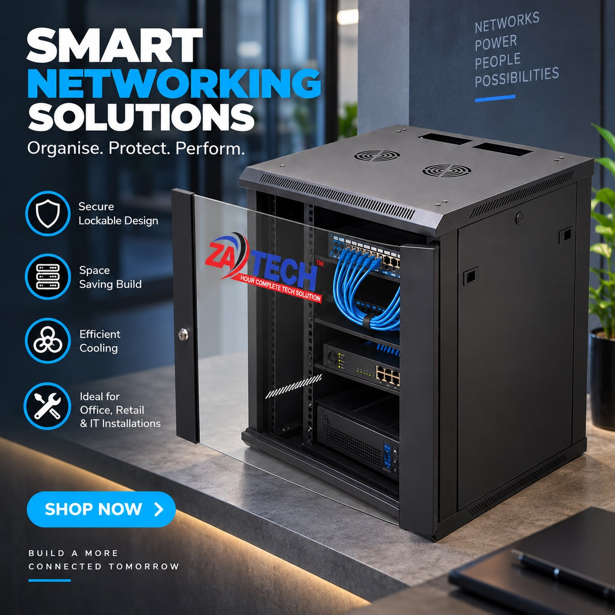 ZATECH Cab18U Swing 500+100 Server Cab