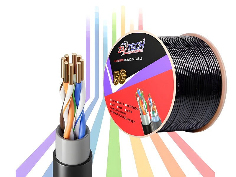 ZATECH Cat5 305Mtr Outdoor Blk Network