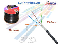 ZATECH Cat5 305Mtr Outdoor Blk Network