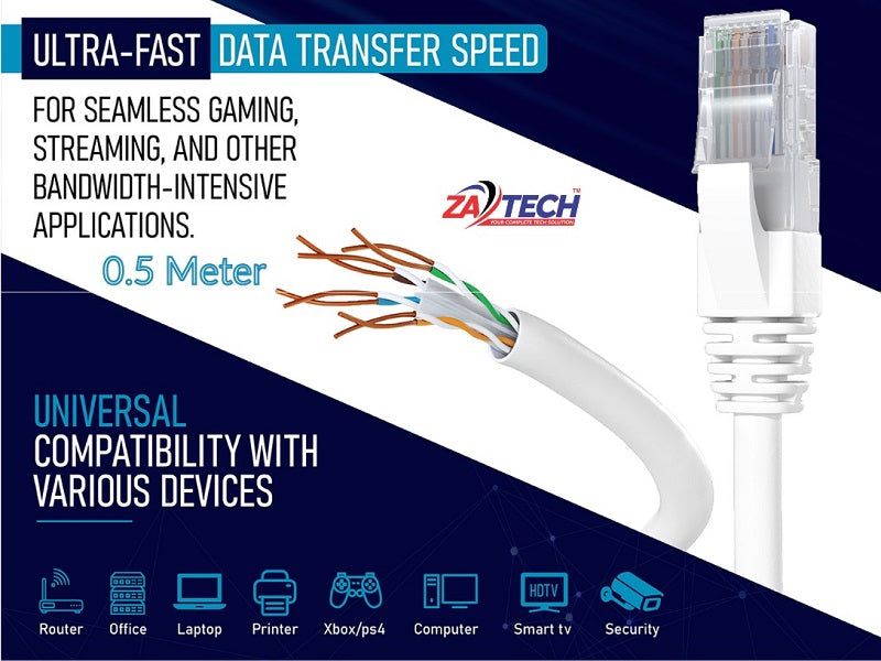 ZATECH Cat6 Cable 0.5 Mtr