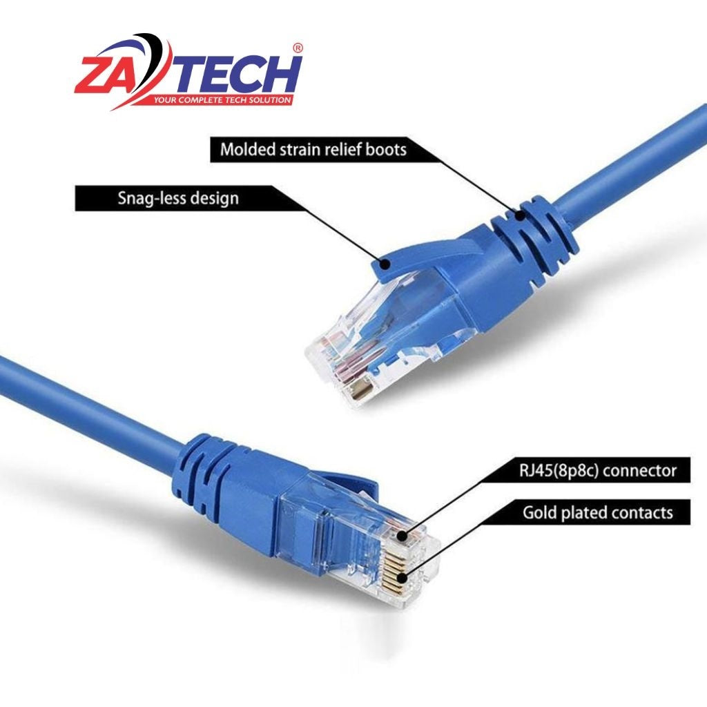 ZATECH Cat6 UTP Network Patch Cable 20m - RJ45, Grey, LAN Ethernet Cable