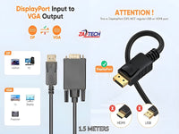 ZATECH Display To Vga 1.8 Mtr Cable