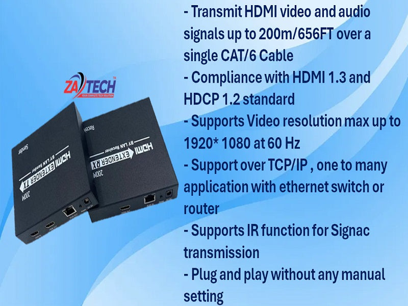 ZATECH Hdmi Extender 200 Mtr