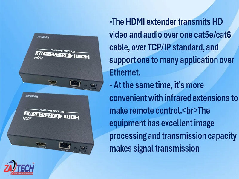 ZATECH Hdmi Extender 200 Mtr