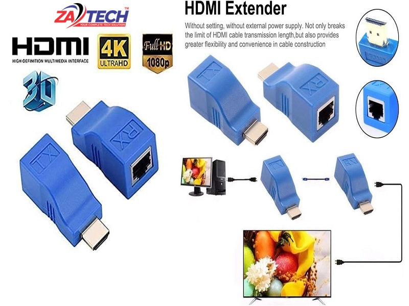 ZATECH Hdmi Extender 4K Upto 30 Mtr