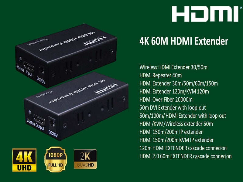 ZATECH 4K Hdmi Extender 60 Mtr Cat5/Cat6