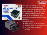 ZATECH 650W Gaming Power Supply Bronze