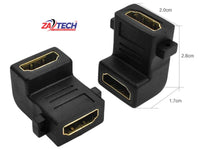 ZATECH Hdmi Female To Hdmi Female 90Degr