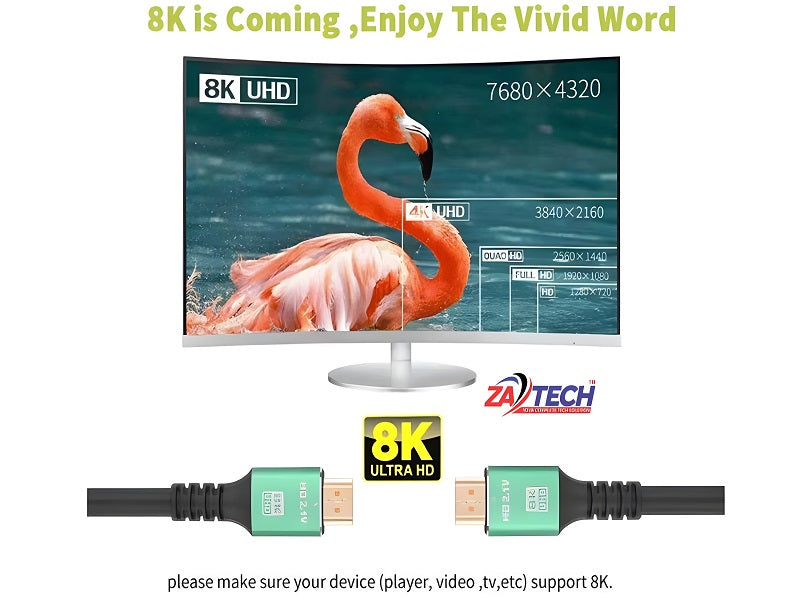ZATECH Hdmi Cable 1.5 Mtr 4k/8K Hdtv 2.1