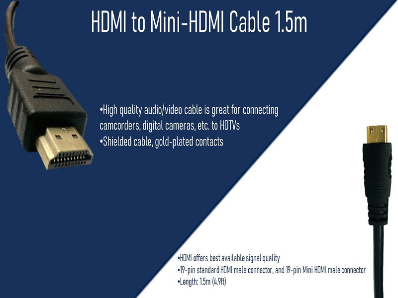 ZATECH Hdmi 2 Mini Hdmi 1.5 Mtr Cable