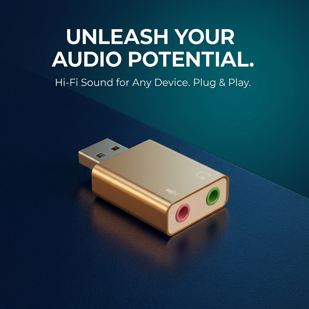 ZATECH HiFi USB 7.1 Channel External Sound Card - Plug and Play, Xear 3D