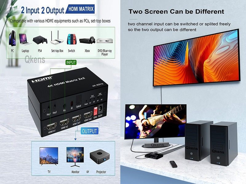 ZATECH Hdmi Matrix 2X2 4K@60Hz
