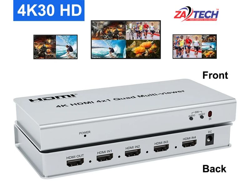 ZATECH 4K Hdmi 4X1 Quad Multiviwer