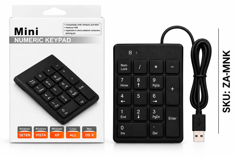 ZATECH Mini Numeric Keypad - USB, 18-Key Slim, Windows & Mac