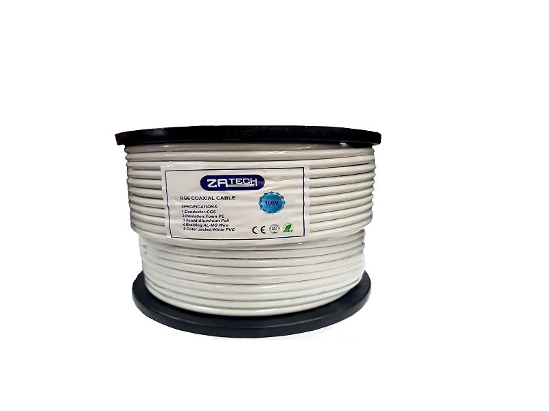 ZATECH Rg6  Approx 100Mtr 64 Braid Black