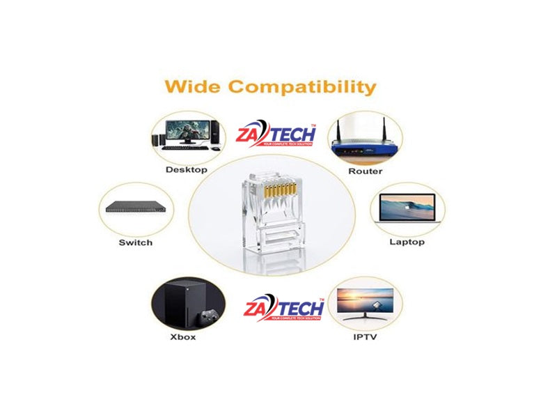 ZATECH Rj45 -Cat6  Connector 100 Pck