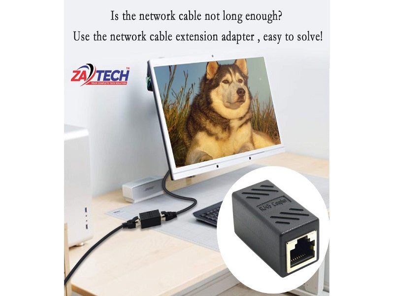 ZATECH Splitter Rj45 Fem To 1 Female Blk