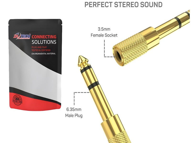 ZATECH Gold Stereo 6.5 Male To 3.5 Femal