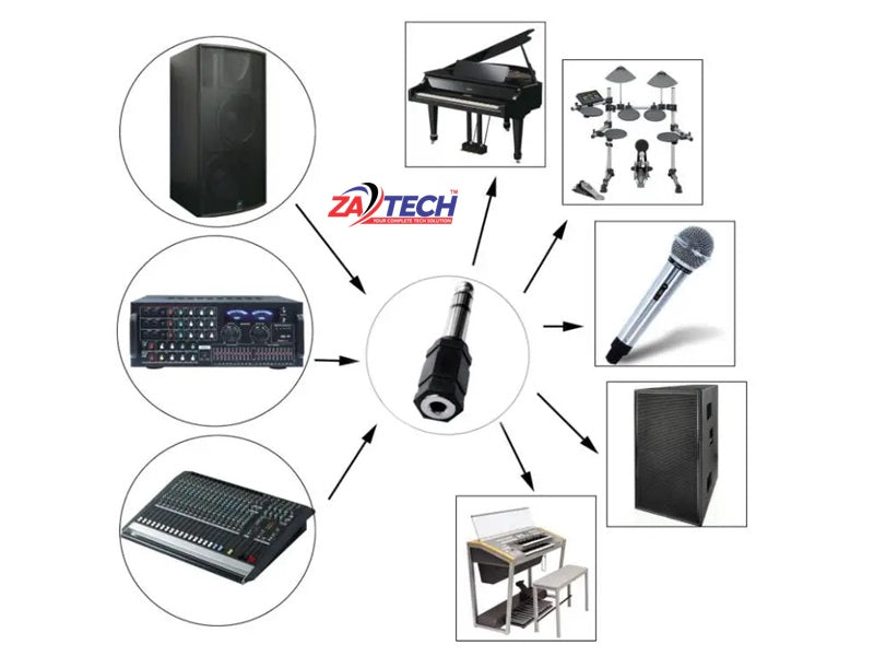 ZATECH Stereo 6.5 Male To 3.5 Female