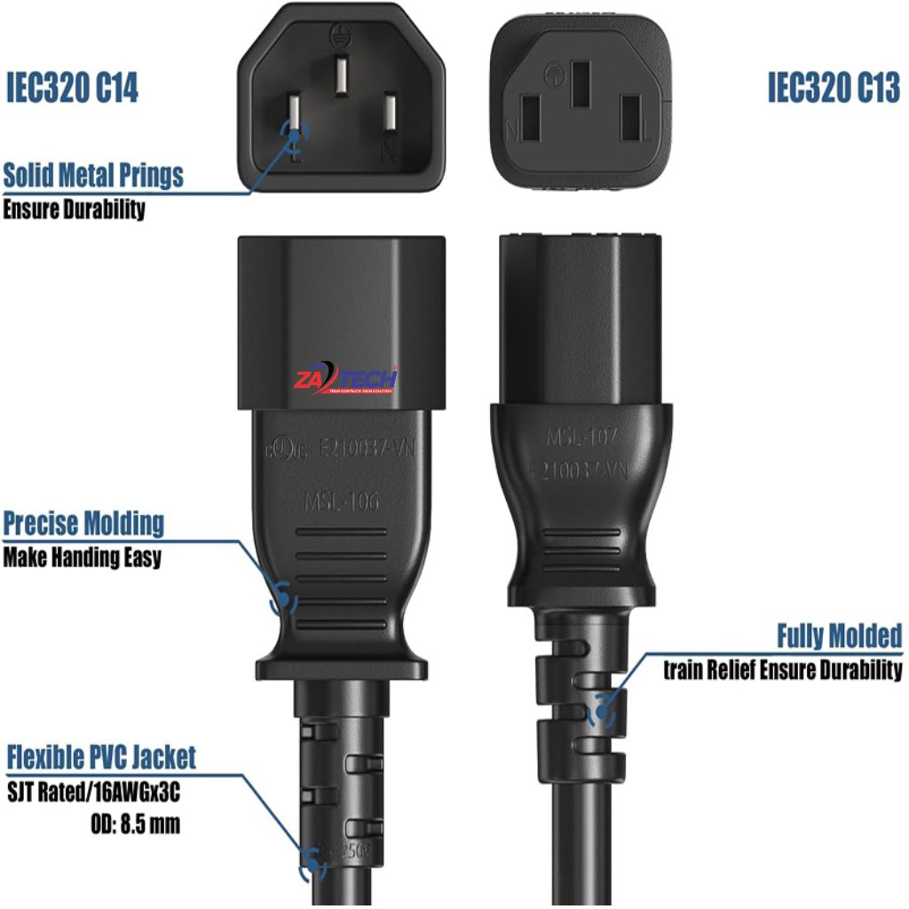 ZATECH UPS Power cord Extension C13-C14 – view 4