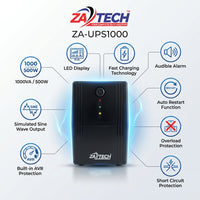 ZATECH 1000VA/500W Power Backup