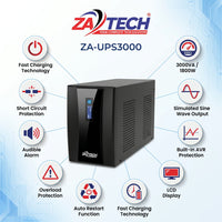 ZATECH 3000VA/1800W Power Backup