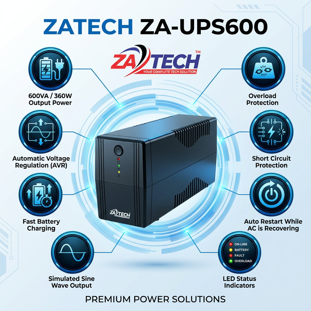 ZATECH 600VA/360W Power Backup