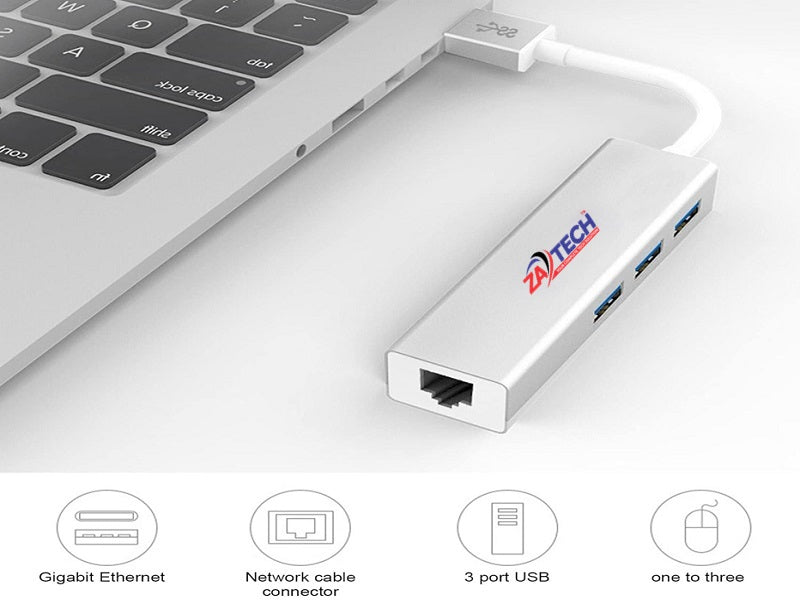 ZATECH Usb 3.0 Hub With 100M Fast Ethern