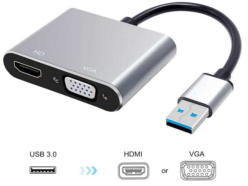 ZATECH Usb 3.0 To Vga + Hdmi Adapter