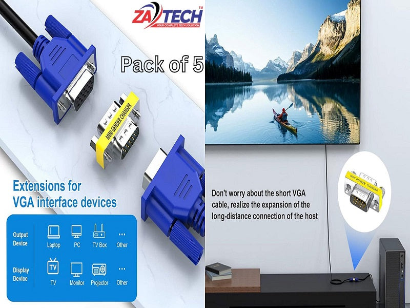 ZATECH Vga Male X Vga Male 5 Pck