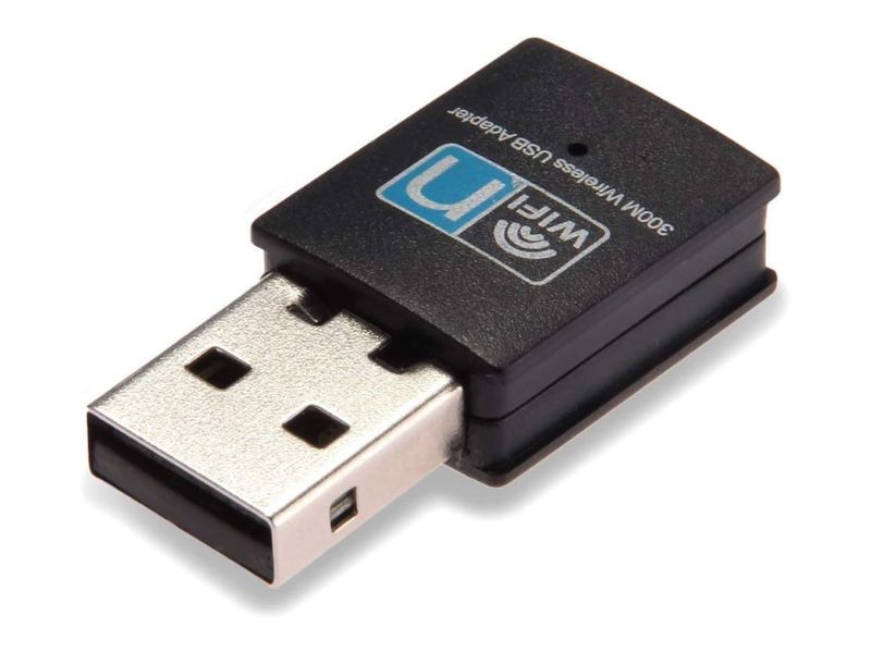USB WiFi adapter shown from the reverse angle with WiFi logo sticker visible