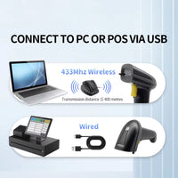 ZAPOS ZA50D Wireless Barcode Scanner with Charging Stand - Handheld POS Reader – view 3