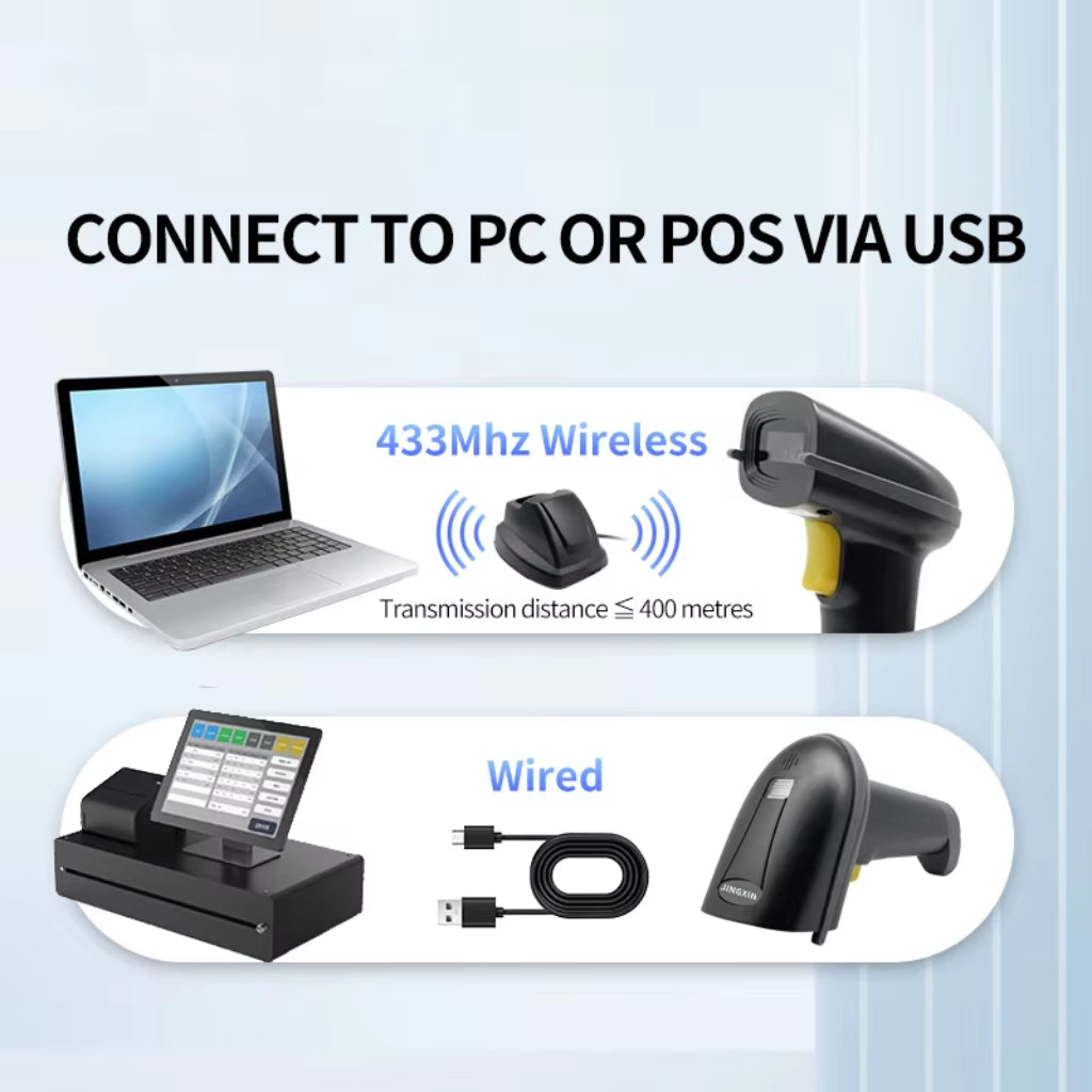 ZAPOS ZA50D Wireless Barcode Scanner with Charging Stand - Handheld POS Reader – view 3