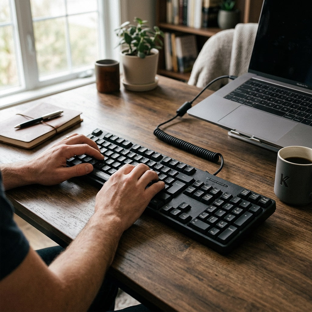 Zornwee ZE-940 USB Wired Keyboard - Laser-Engraved Keys, Splash-Proof – view 2