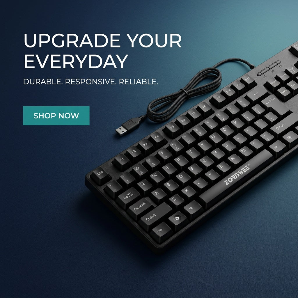 Zornwee ZE-940 USB Wired Keyboard - Laser-Engraved Keys, Splash-Proof – view 4