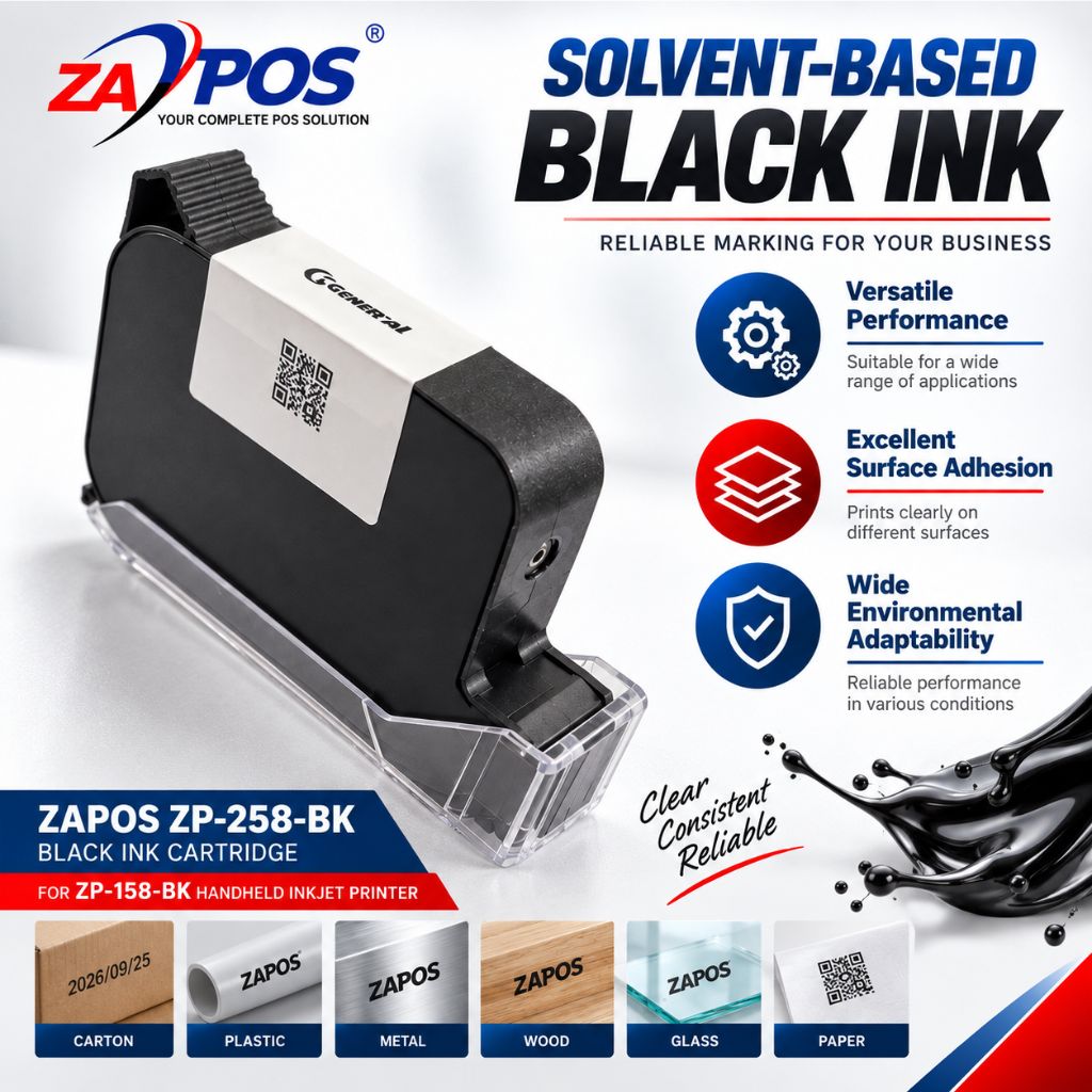 ZAPOS ZP-258-BK Black Ink Cartridge - 12.7mm Replacement for Handheld Inkjet Coder – view 3