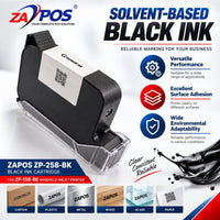 ZAPOS ZP-258-BK Black Ink Cartridge - 12.7mm Replacement for Handheld Inkjet Coder – view 3