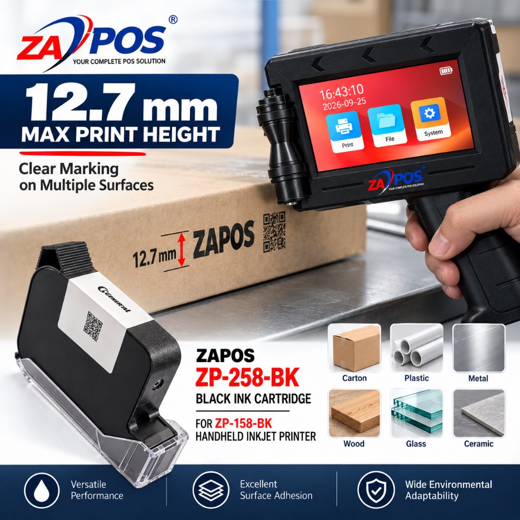 ZAPOS ZP-258-BK Black Ink Cartridge - 12.7mm Replacement for Handheld Inkjet Coder – view 4