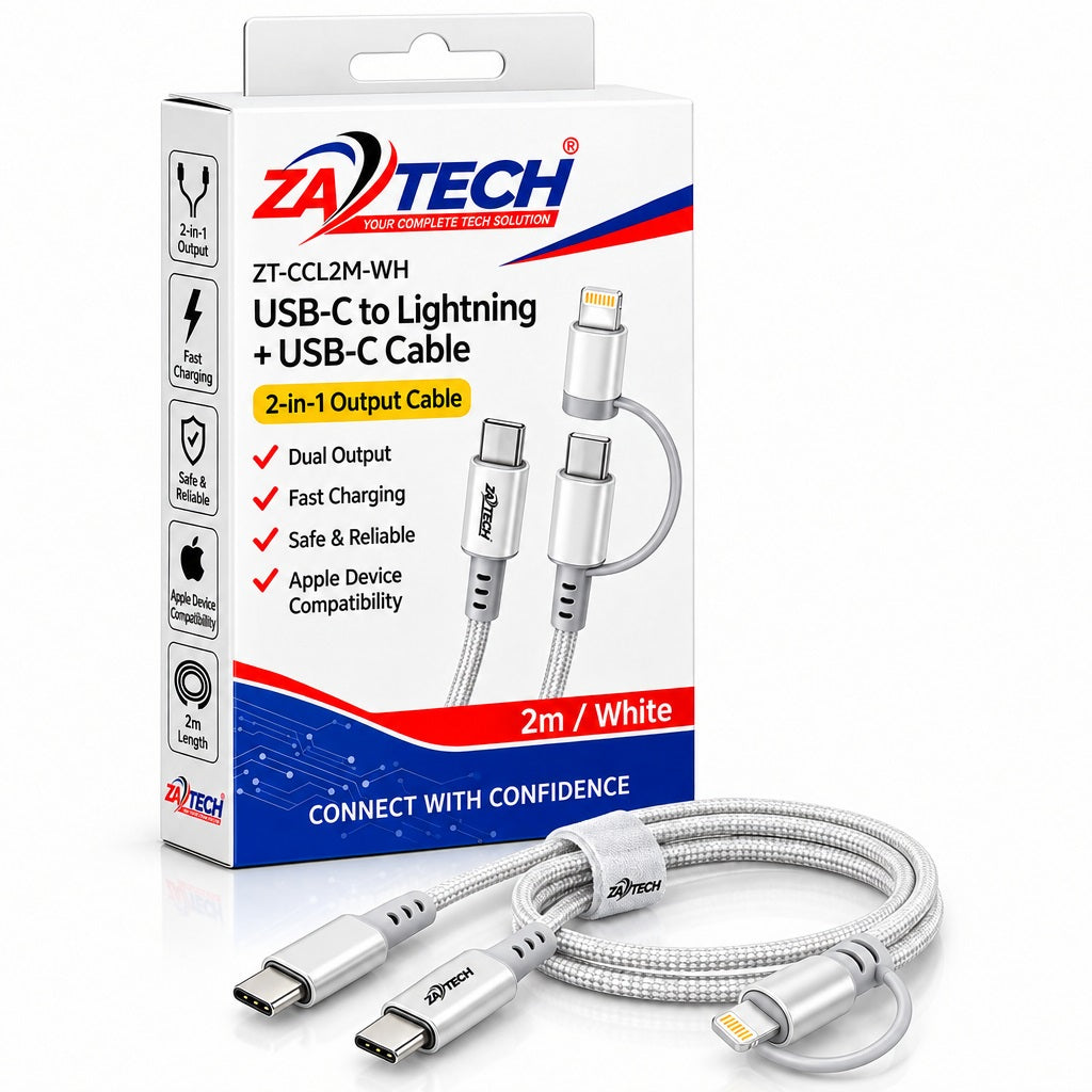 ZATECH USB-C to Lightning Cable 2M White
