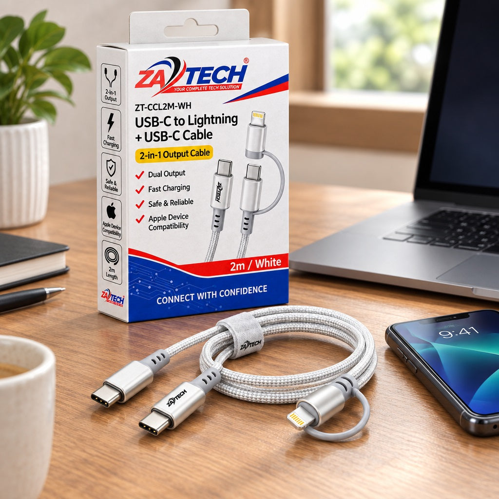 ZATECH USB-C to Lightning Cable 2M White