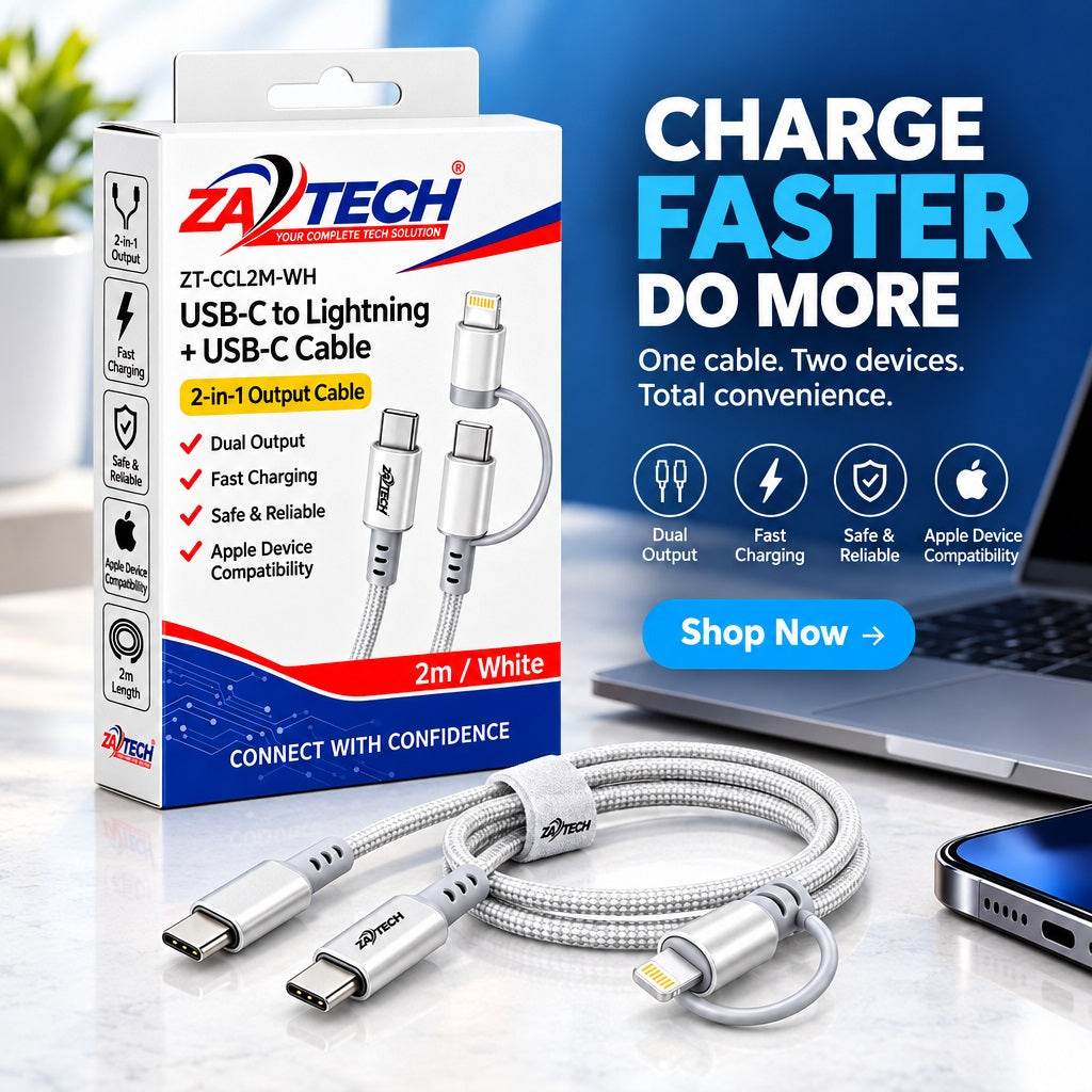 ZATECH USB-C to Lightning Cable 2M White