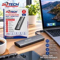ZATECH M.2 NGFF NVMe 2-in-1 SSD Enclosur