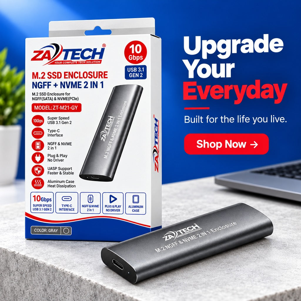 ZATECH M.2 NGFF NVMe 2-in-1 SSD Enclosur