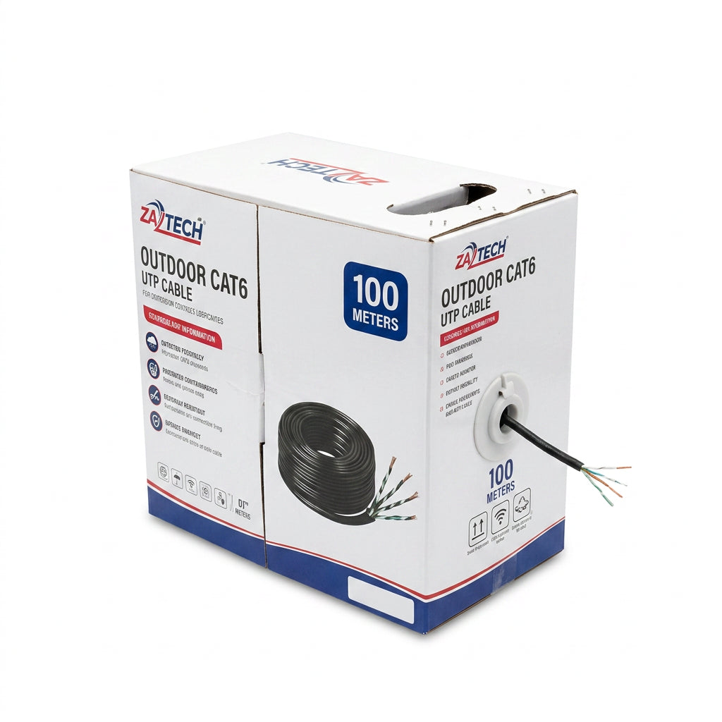 ZATECH CAT6 outdoor network cable, 100m black roll