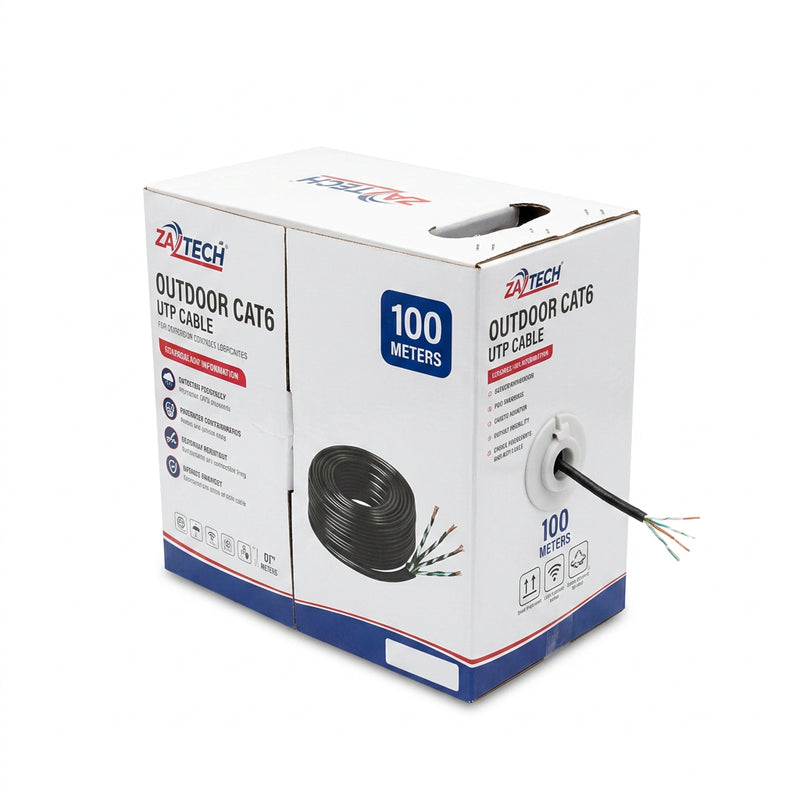 ZATECH CAT6 outdoor network cable, 100m black roll