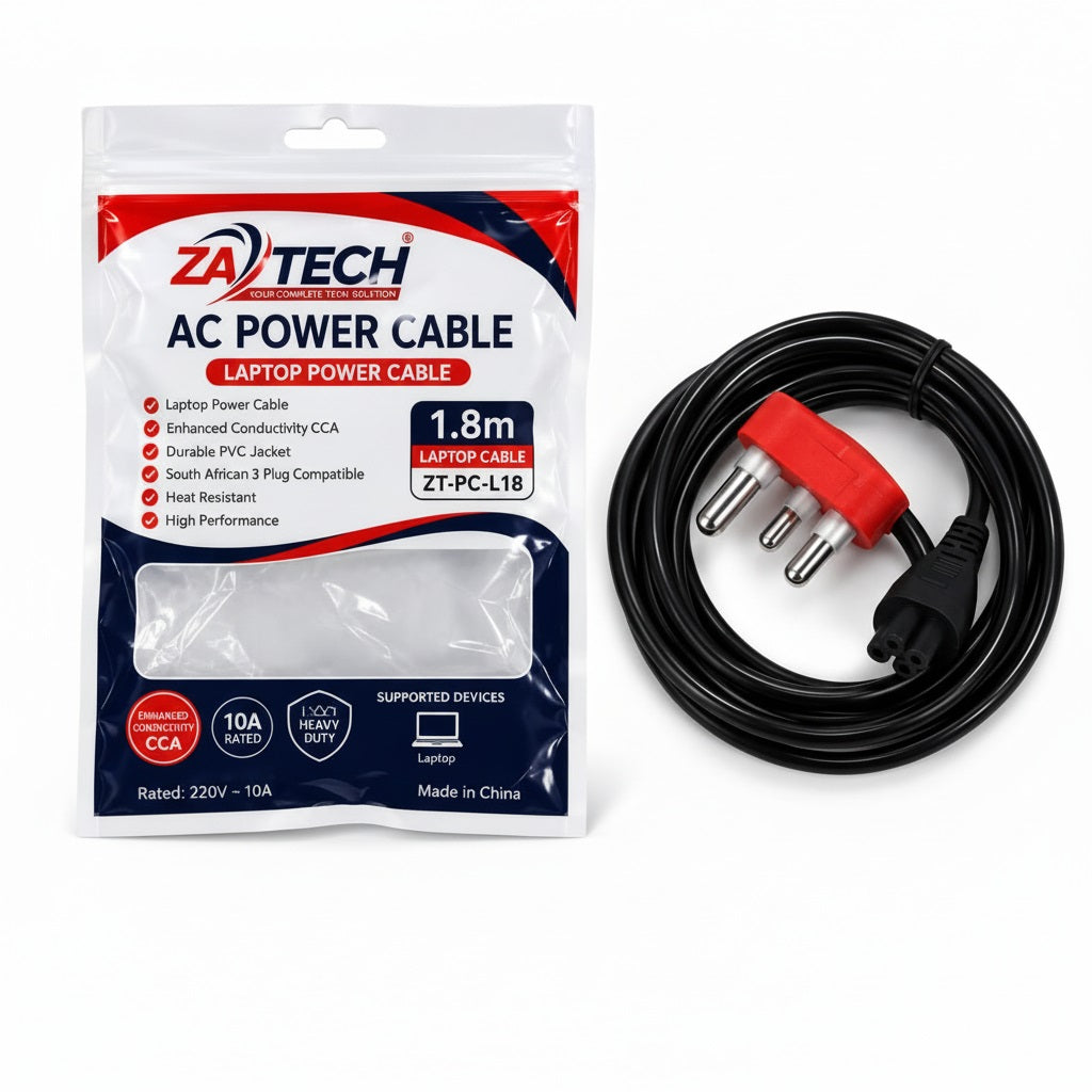 ZATECH 1.8M Laptop Power Cable Cord Blac
