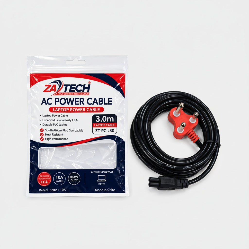 ZATECH 3M Laptop Power Cable Cord in Bla