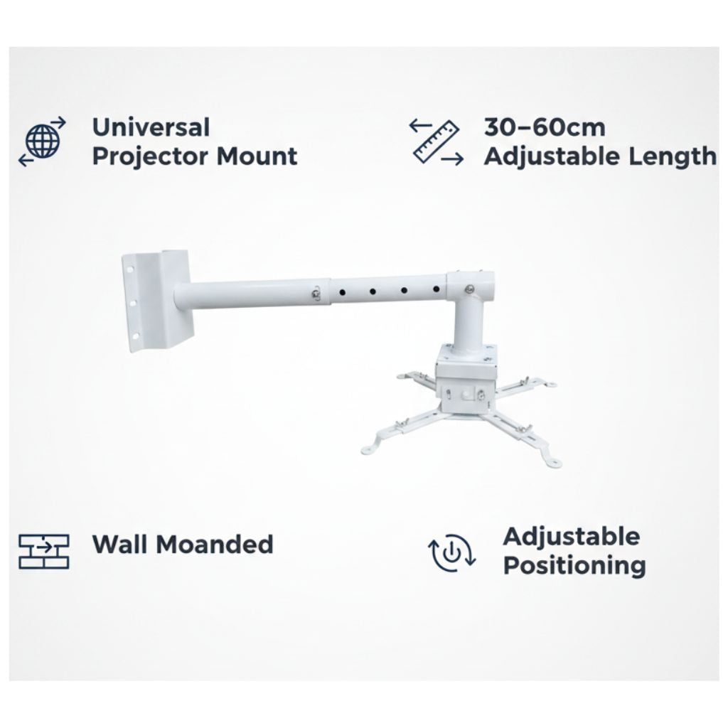 ZATECH universal projector wall mount with adjustable 30 to 60cm extension arm (view 3)